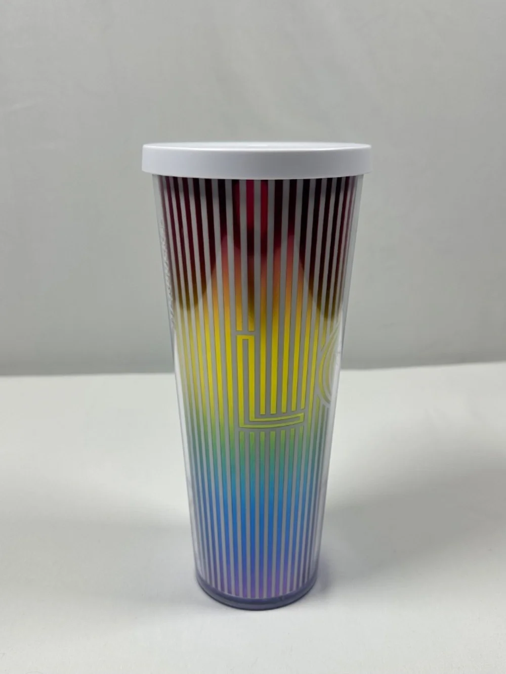 Starbuck 2019 Summer Love Pride Iridescent Rainbow 24 Oz Venti Tumbler White Lid